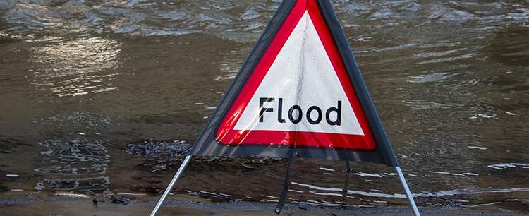 an image of a flood warning sign discussing Being prepared for floods