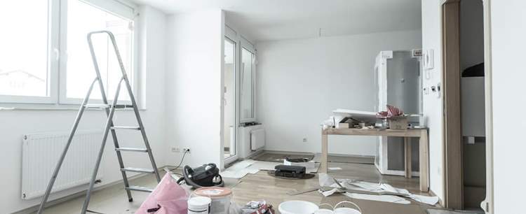 an image of a room being renovated discussing how brits spent 48bn on home improvements