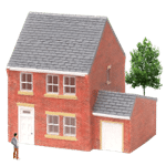 A figurine of a medium sized house