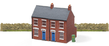 A figurine of semi-detached houses