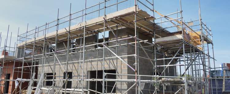 New-build homes with scaffolding