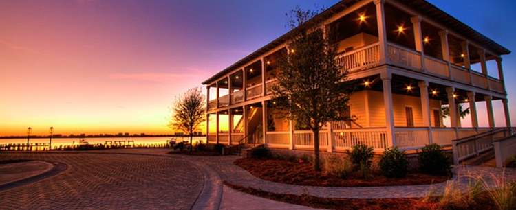 Sunset behind a house