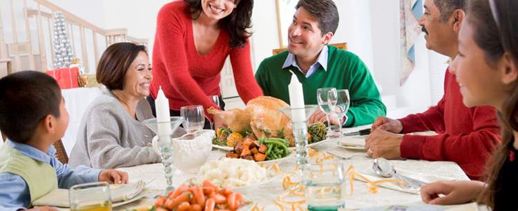 Family having food