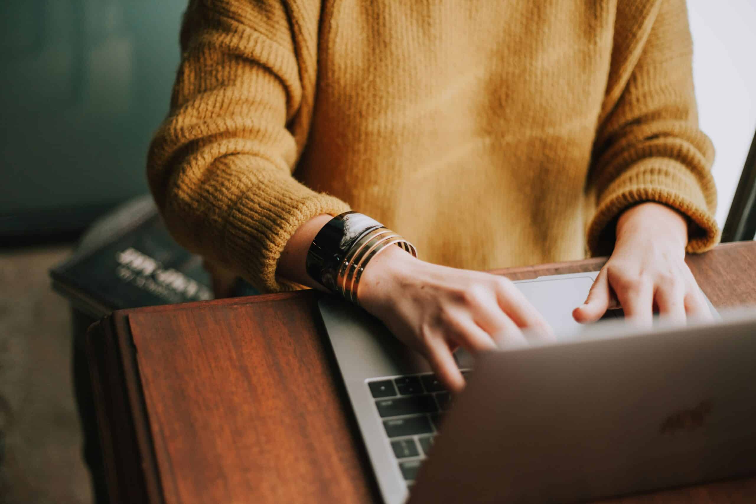 A person using a laptop